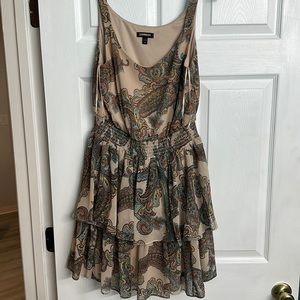 Express Dress- tan, paisley print.